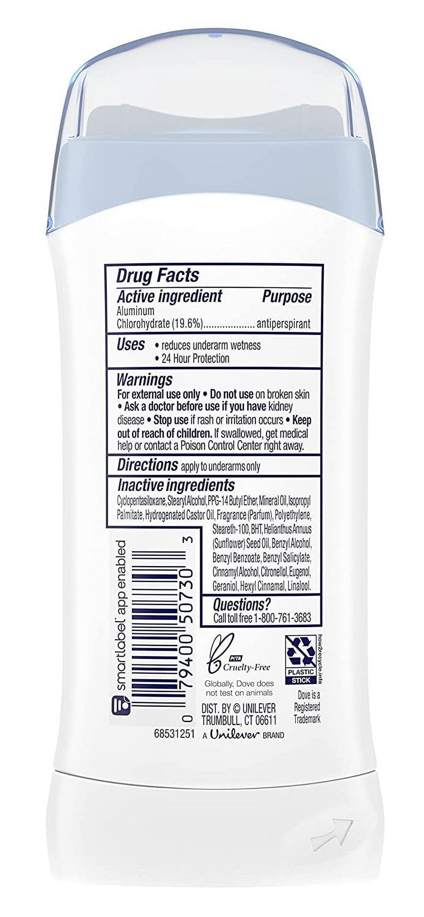 Dove Deodorant 2.6oz Original Clean All Day Protection (Pack of 3)