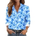 thumbnail image 1 of TaTaai Women's Casual Blouse Long Sleeve Button Down Shirt Floral Print Lapel Collar Soft Cotton Relaxed Fit Tunic Daily Wear Gift, 1 of 6