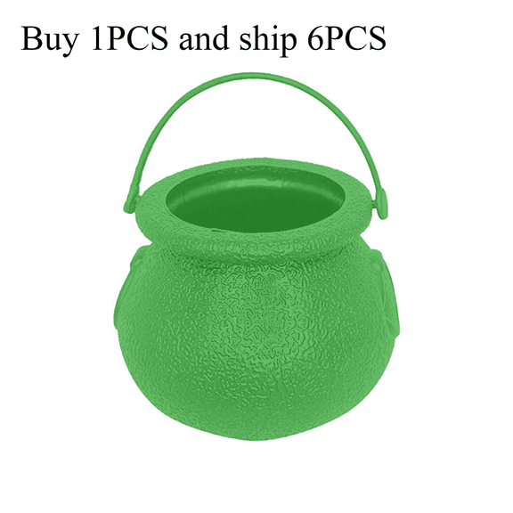 Zhourta 6 Pack Halloween Witch Bucket Miniature Cauldron Set with Handle for Trick or Treat Candy Collection and Party Favors