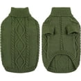 thumbnail image 2 of Zhuge Small Dog Turtleneck Pullover Sweater, Thick Cable Knit Cold Weather Clothes for Chihuahua, Pug & More, L, Dark Green, 2 of 5