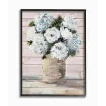 Stupell Industries Flower Pot Green Blue Pink Painting Framed Giclee Texturized Art by Julie DeRice