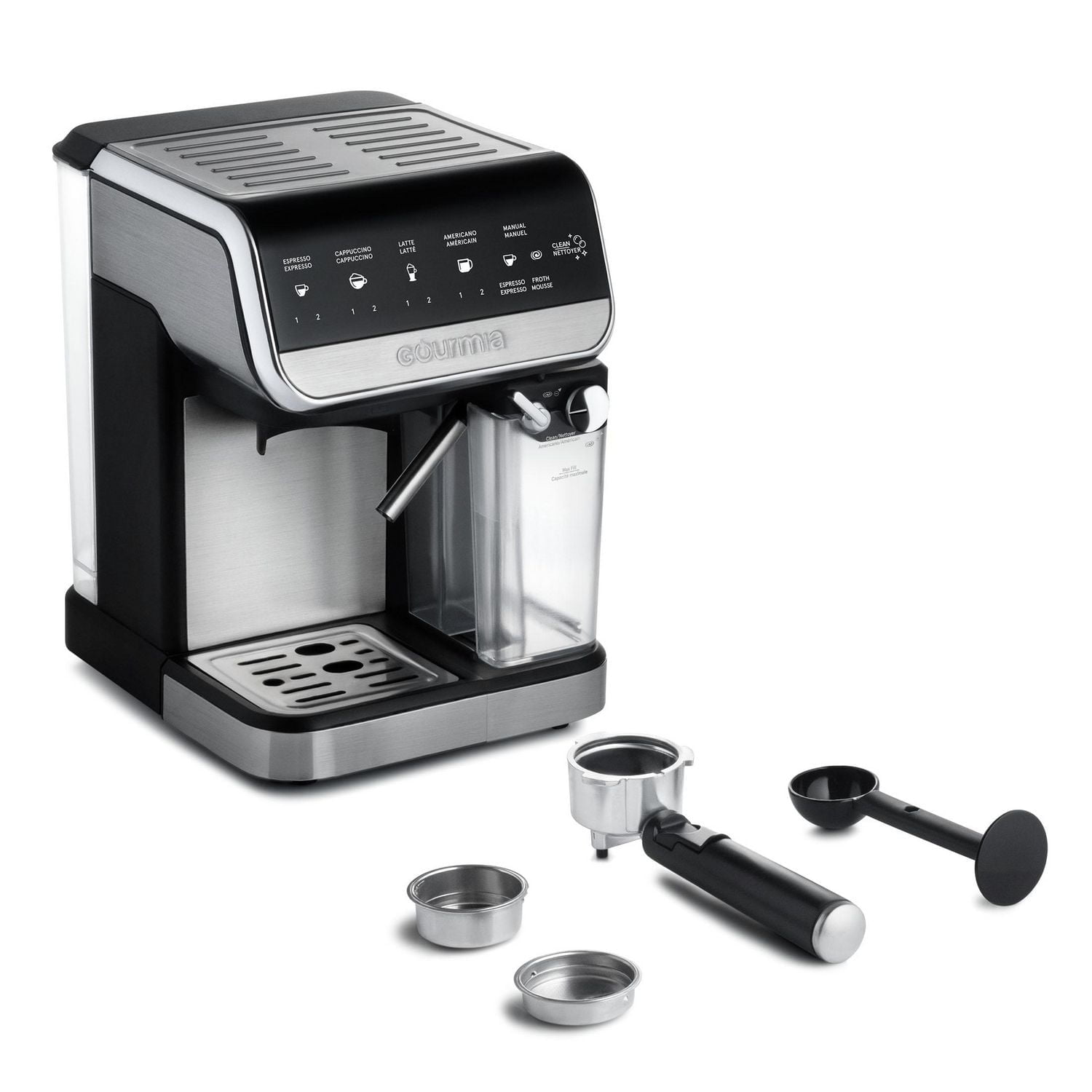 Gourmia 8-in-1 One-Touch Espresso, Cappuccino, Latte Americano