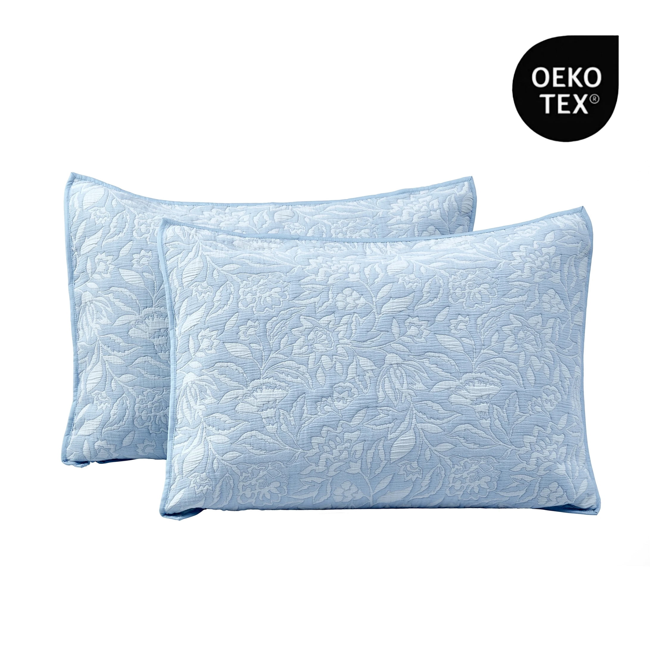Better Homes & Gardens Floral Matelassé Pillow Shams, Standard, Blue, 2 Pack
