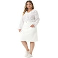 thumbnail image 3 of Unique Bargains Women's Plus Size Denim Elastic Waist Back Vent Jeans Skirts 2X White, 3 of 6
