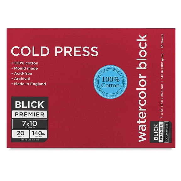 Blick Premier Watercolor Block - 7" x 10", Cold Press, 140 lb, 20 sheets