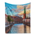 thumbnail image 1 of European Soft Flannel Fleece Blanket, Scenic Summer View at Sunset Copenhagen Denmark Old Scandinavian View City Europe, Cozy Plush for Indoor and Outdoor Use, 60" x 80", Multicolor, by Ambesonne, 1 of 6