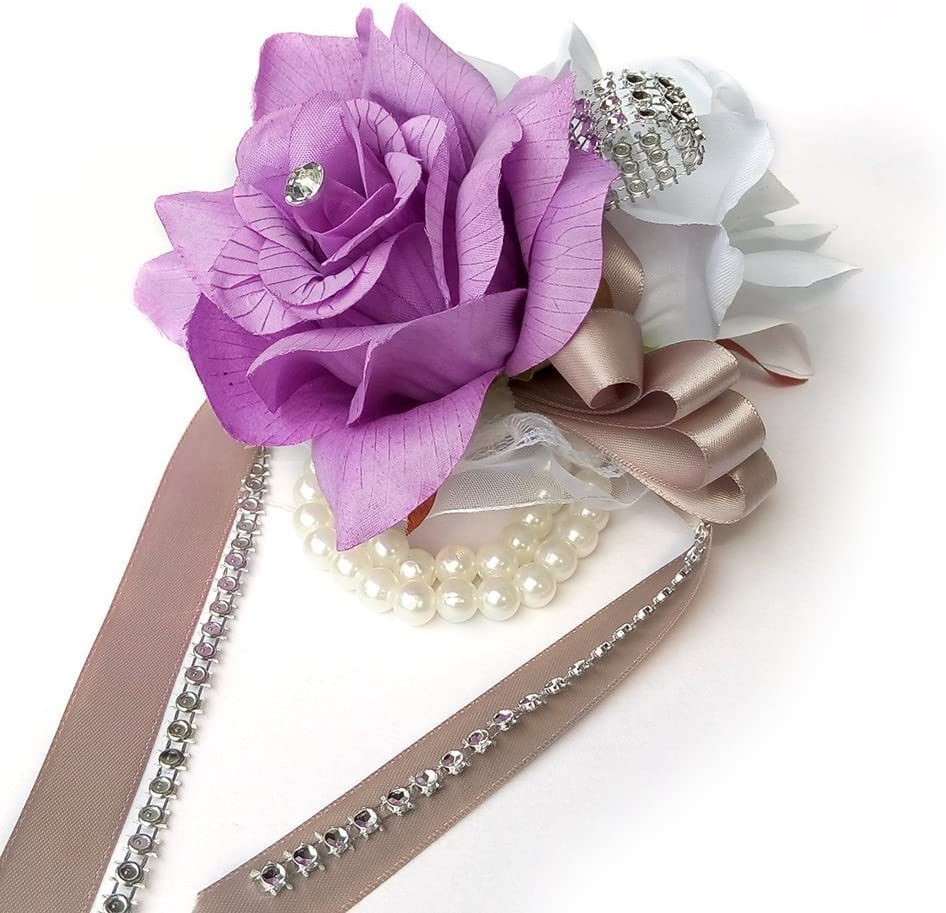 Open rose Wrist corsages with pearl wristband for wedding,prom,dance