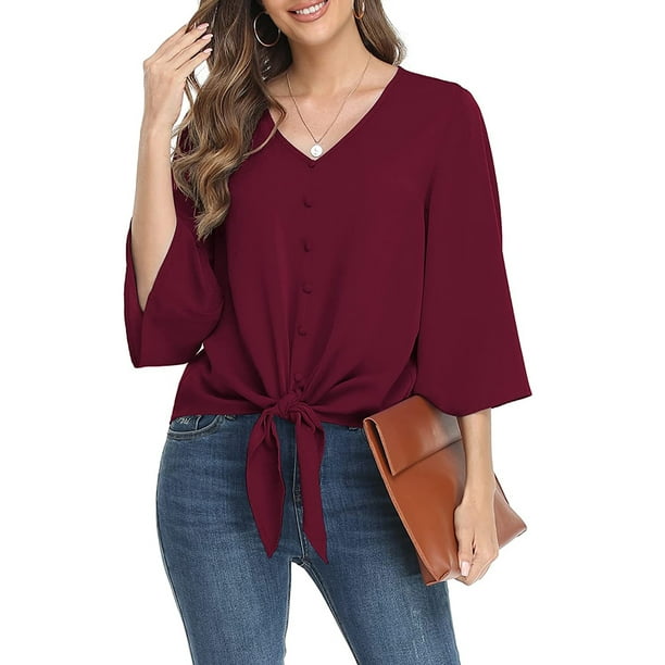 Txlixc Blusa de color sólido para mujeres Txlixc moda
