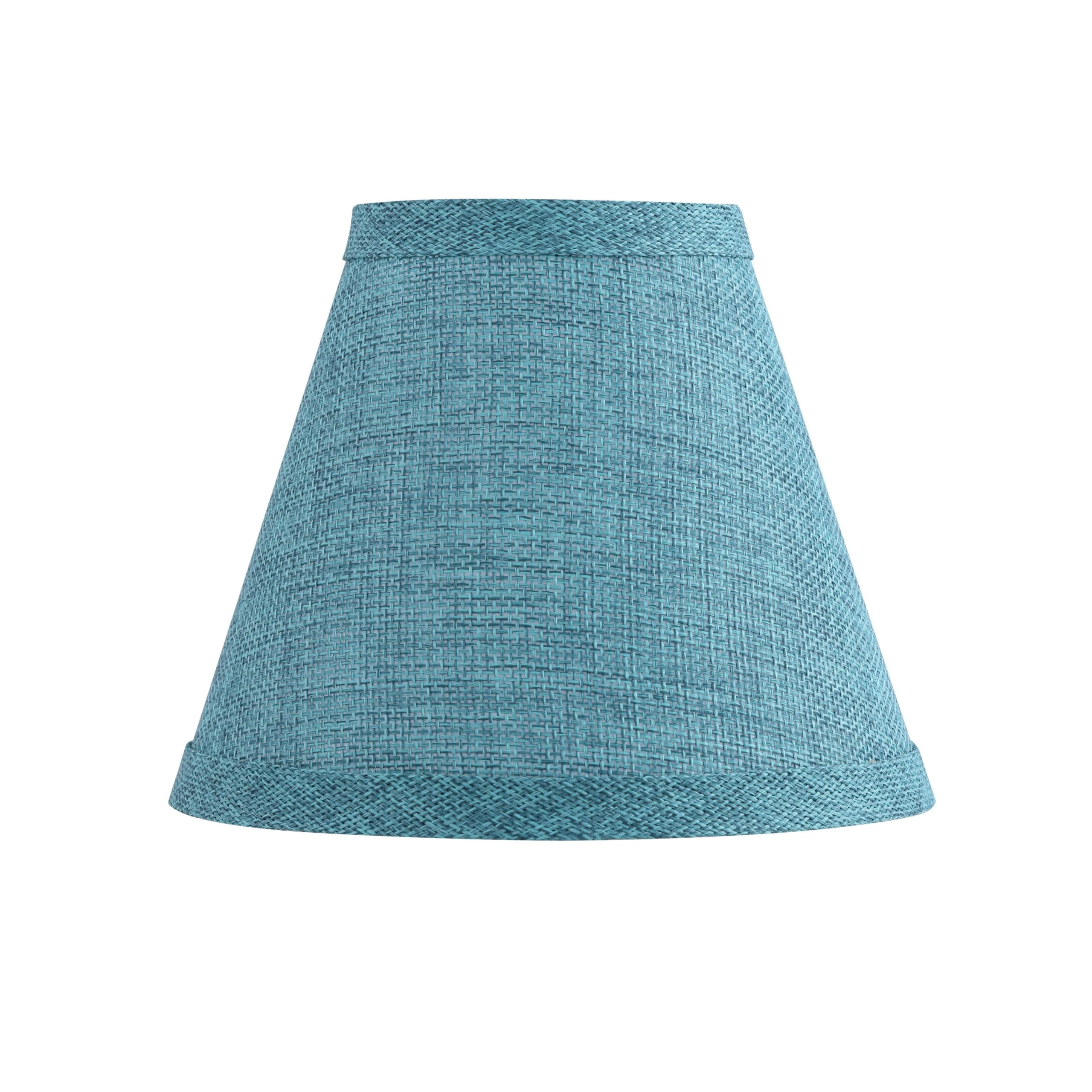 Aspen Creative 51047-9,Hardback Empire Transitional Clip-On Chandelier Shade/Teal Burlap Textured Fabric.3"Top x 6"Bottom x 5"Slant.Set Of 9.