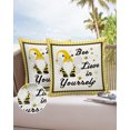 thumbnail image 6 of Pack of 2 Outdoor Pillow Covers, Bee Lieve In Yourself Gnomes Sunflower Yellow Grid Waterproof Square Throw Pillowcase Cushion Decorative Pillow Covers for Couch Patio Tent, 16x16 in, 6 of 6