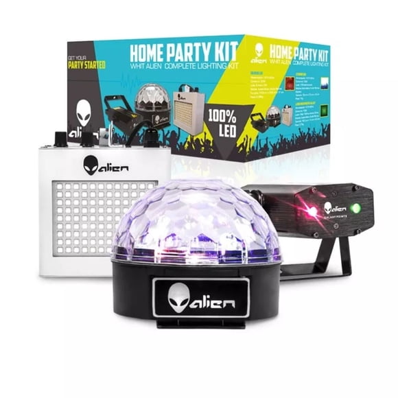 Kit HOME PARTY Laser Multipuntos, Estrobo y Erizo AlienPro Galaxy Points, Consumo 10W, Diodos Laser Rojo 100MW Verde 30MW