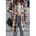 thumbnail image 2 of Plus Size Plaid Shacket Oversized Long Sleeve Button Down Boyfriend Shirts Casual Plaid Shacket Jacket Coats 3X Black, 2 of 11