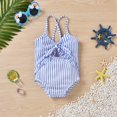 thumbnail image 2 of Traje de baño para niñas Color Impreso Sin espalda Hombro Traje de baño Traje de baño de una pieza Conjunto deportivo Traje de baño para niñas 18-24 meses, azul Feliz Sencillez, 2 of 5