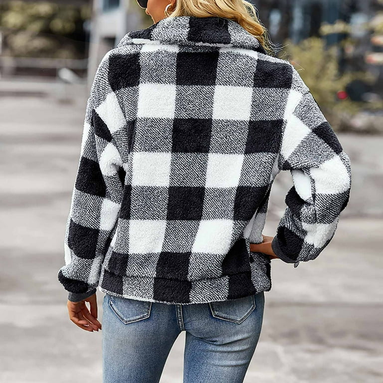 Plus Size Checkered Jacket