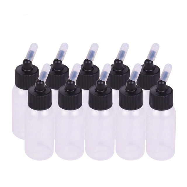 Yuarrent Botella de aerógrafo de 35ML y 10 piezas, botes de almacenamiento de pigmentos de cepillo de aire a escala, accesorio organizador recargable Decoración del hogar Yuarrent HA073896-01