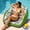 Green, variant on 3-in-1 Inflatable Pool Lounge Chair, U-Shaped Floating Pool Recliner with Cup Holder, Heavy-Duty Adult Water Lounge for Pool, Lake and Summer Relaxation