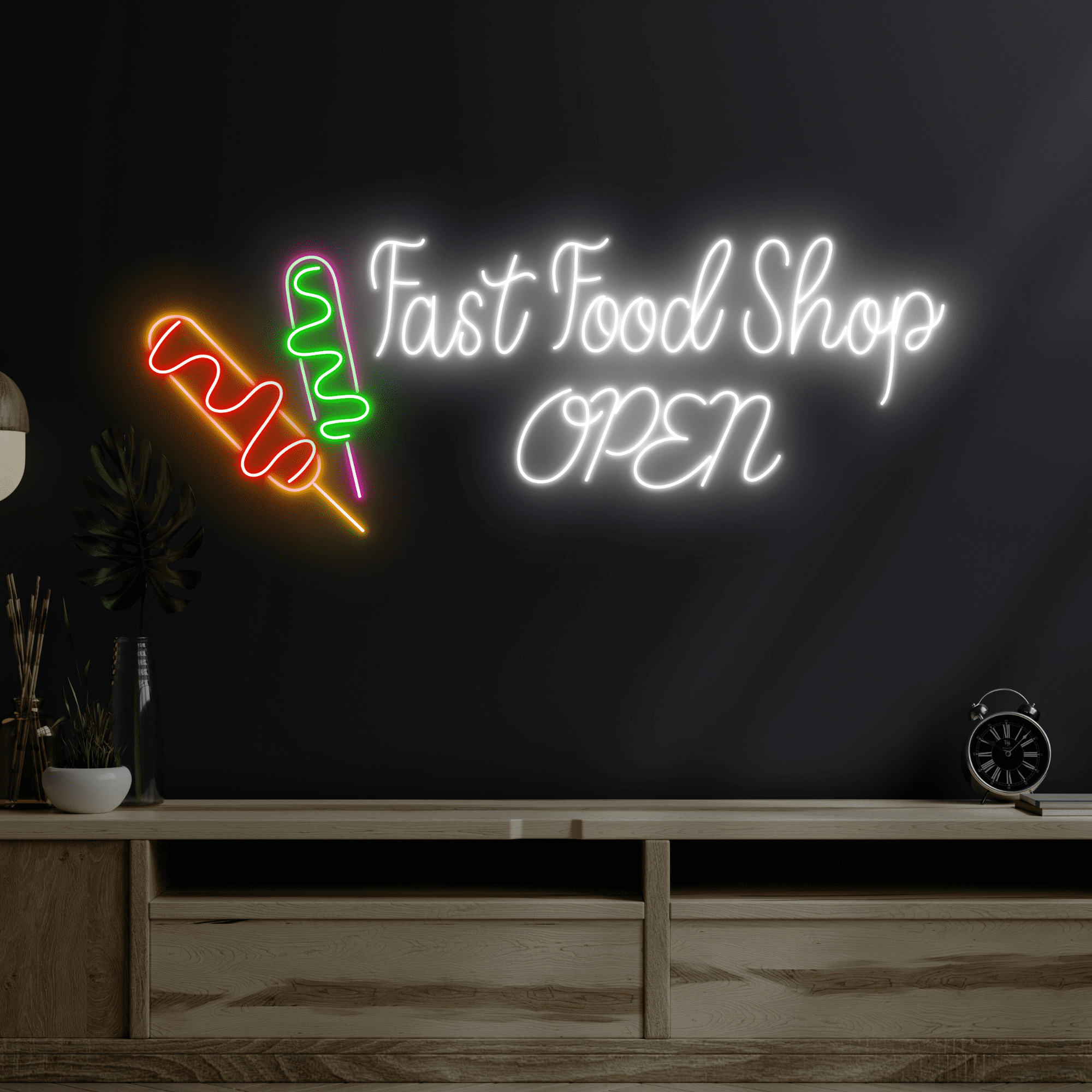C-craft Open Sign Light up for Business Walls Window Fast Food Shop