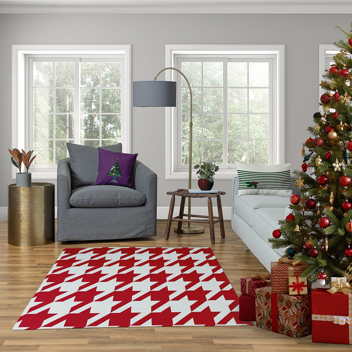 16" x 16" Simply Daisy Crazy Christmas Polyester Accent Pillow, Purple (1 Count)