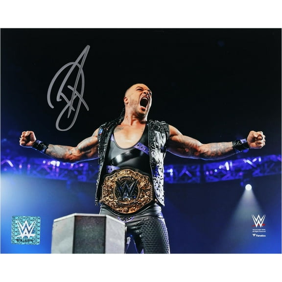 Damian Priest WWE Autographed 8" x 10" On Ropes Wearing Title Photograph - Fanatics Authentic Certified