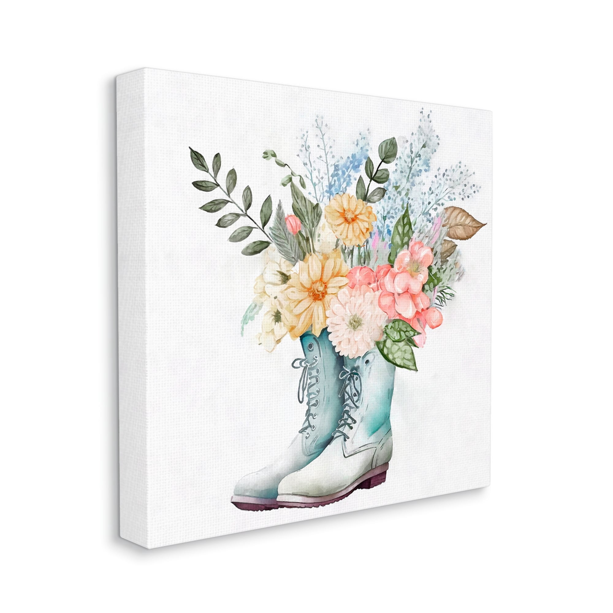 Stupell Industries Garden Boot Mixed Flower Bouquet Botanical & Floral Painting Gallery Wrapped Canvas Print Wall Art