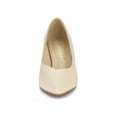 thumbnail image 6 of BLISSFUL STEP Women's Dress Pumps Pointed Toe Stiletto Heel Slip On Mid Heel Shoes Beige 6, 6 of 8
