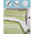 thumbnail image 4 of Quilts Twin Size Bedding Set, Green Wooden Grain Lightweight Quilted Comforter, Vintage Chic Geometric Gradient Soft Reversible Bedspread Coverlet with Pillow Covers for All Season, 68" x 86", 4 of 7