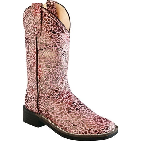 

Old West Children All Over Leatherette Material Broad Square Toe Boots