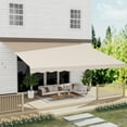 thumbnail image 2 of GDPFN 13' x 10' Awning for Patio, Retractable Awning Outdoor Patio Canopy, Sun Shade with Manual Crank Handle, Porch Awning for Patio, House, Deck, Beige, 2 of 7