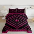 thumbnail image 2 of Homewish Pink Aztec Adult Queen Comforter Set, Chic Rectangle Abstract Bedding Sets, Mid Century Old Fashion Reversible Bedding Comforter Set, Ultra Soft Bedroom Decor, 3pcs, 2 of 8