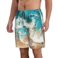 thumbnail image 2 of Kdxio Ocean Wave Crash Pattern Mens Casual Shorts - Drawstring Summer Beach Sports Shorts for Men, 2 of 5