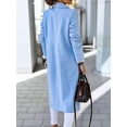 thumbnail image 5 of Women Long Wool Coats for Fall Winter Trench Coat Peacoat Double Breasted Blazer Jackets Overcoat Light Blue L, 5 of 8