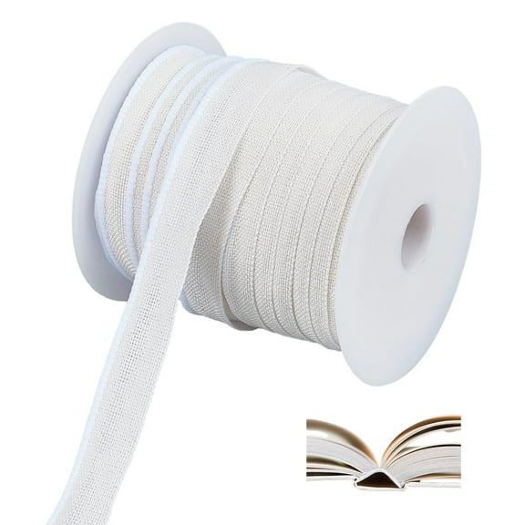 PH 32.8 Yards Book Binding Headbands 5/8'' Flat Books Binding Ribbon Polycotton Book Headbands Books Endbands with Spools for Beginners Bookbinding Decoration Repairing White WhiteSmoke