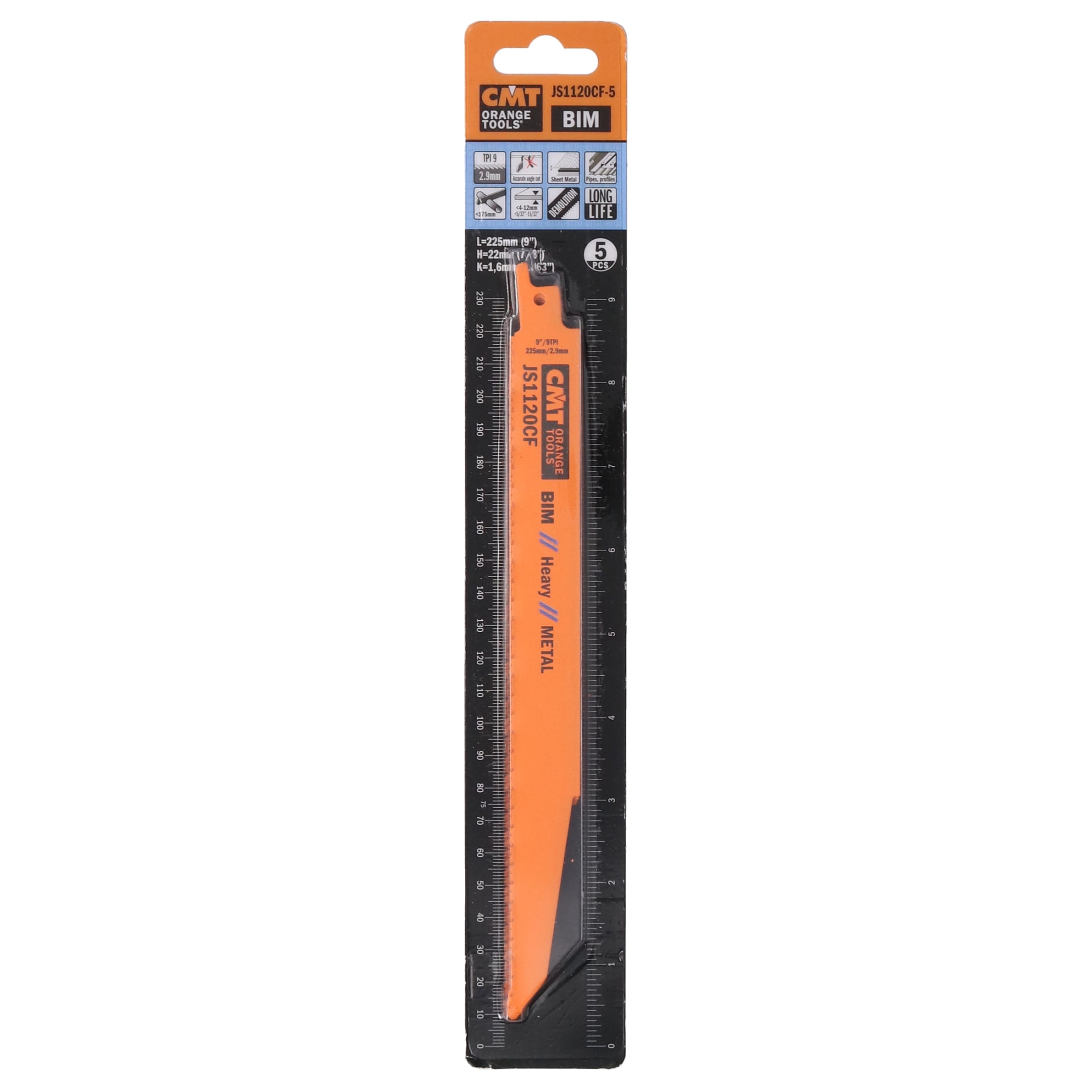 CMT JS1120CF-5 9 TPI 5-Piece 8-Inch Bimetal Saw Blades for Reciprocating Saws