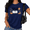 Navy Blue, variant on Cozymy Hangin' With My Boos Cute Ghost Halloween Graphic Tee for Women Vintage Inspired Short Sleeve Crew Neck