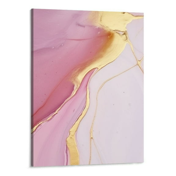 Shiartex Pink And Gold Marble Canvas Wall Art Abstract Gold Foil Painting Pink And Gold Abstract Picture Modern Marble Poster Pink And Purple Marble Canvas Blush Prints Gold Foil Artwork 16x20 Inch