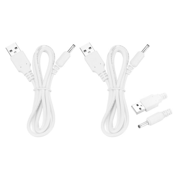 2Pcs USB to DC Power Cable 2A 5V DC Power Cord 3.5x1.35mm Connector(3.3ft,White)