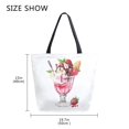 thumbnail image 5 of FORMRS Womens Canvas Tote Bag with Zipper Inner Pocket Shoulder Handbag, Strawberry Ice Cream Pattern, 5 of 7