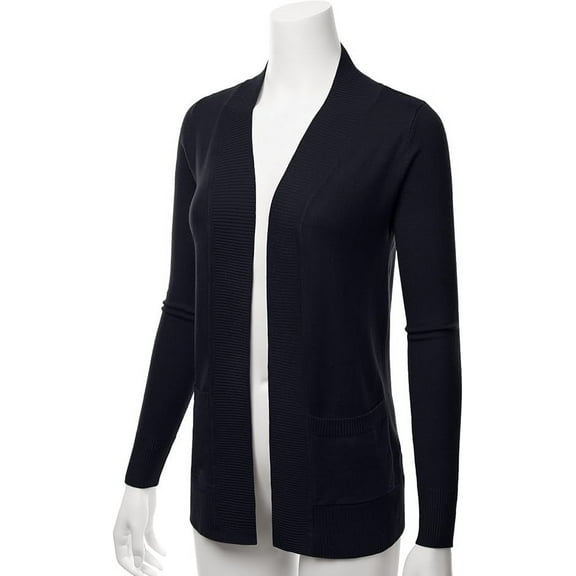 TheLovely Women & Plus Open Front Drape Classic Knit Cardigan With Pockets