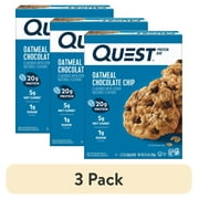 (3 pack) Quest Protein Bar, Oatmeal Chocolate Chip, 20g Protein, Gluten Free, 4 Count