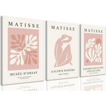 FCCUYE Matisse Picasso Pink Canvas Wall Art d Set of 3 Abstract Flower Market Prints Cute Posters Aesthetic Pictures Paintings Wall Decor for Girls Bedroom Apartment Living Room 12x16in