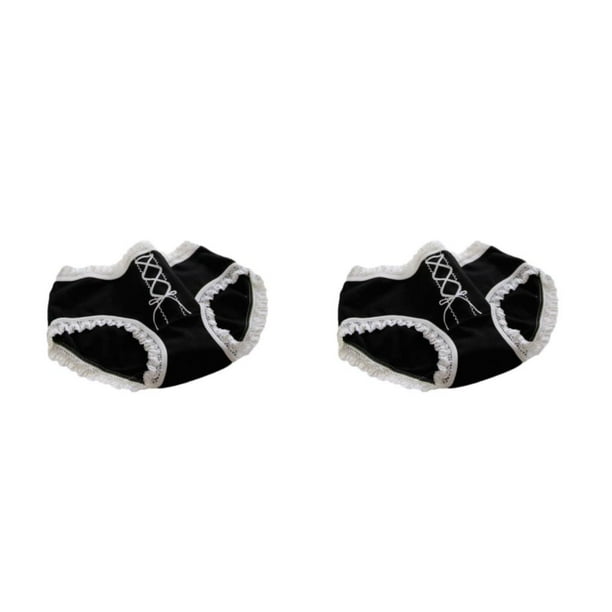 Minnieouse bragas de algodón para ropa interior transpirable lencería calzoncillos de dibujos animados calzoncillos íntimos femeninos Negro/Arco L 2Conjunto