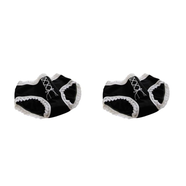 Jumpingount Bragas de algodón Ropa interior de mujer Calzoncillos suaves lindos de Lolita Calzoncillos de encaje elástico Bowknot Calzoncillos Negro/Arco SG 2piezas