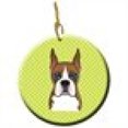 thumbnail image 2 of Carolines Treasures BB1285CO1 Checkerboard Lime Green Boxer Ceramic Ornament- 2.81 In., 2 of 2