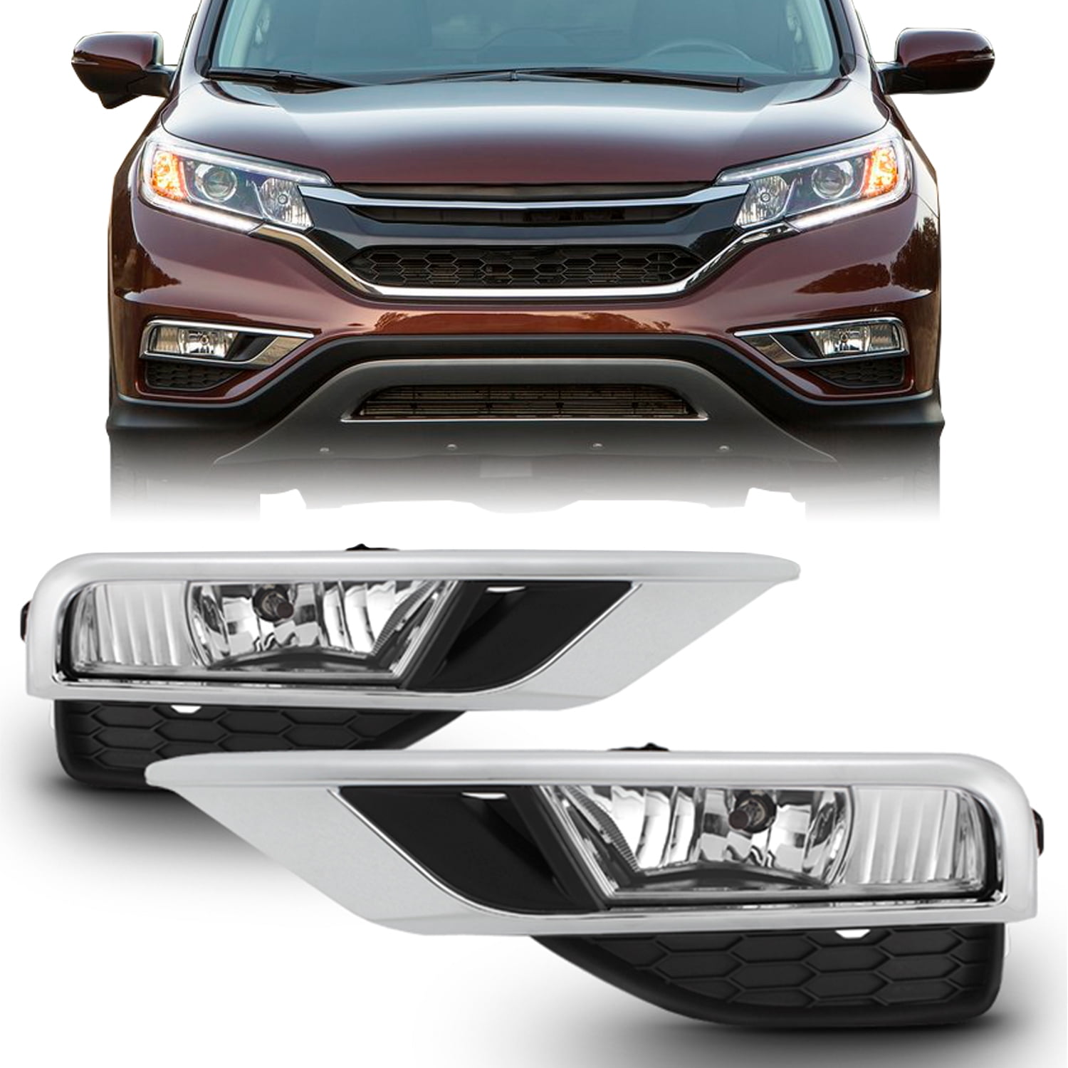 Fit 201516 Honda CRV CRV Chrome Clear Bumper Fog Lights w/Switch