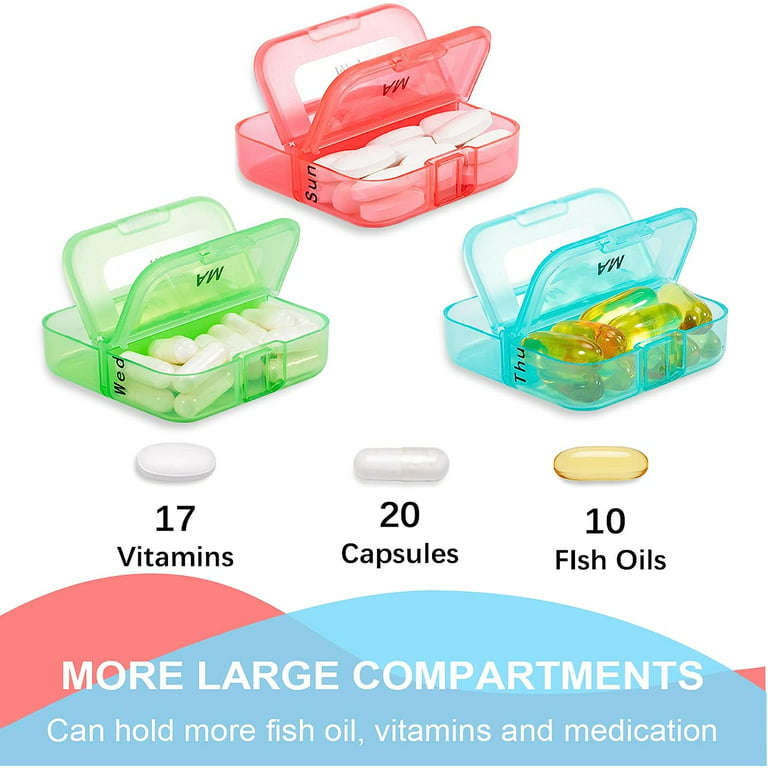 Cruxer Weekly Pill Box Organiser Am Pm 2 Times Medicine Box Daily Medicine  Storage Box Portable Moisture-Proof BPA Free Travel Dosette Box to Hold  Vitamins Cod Liver Oil Supplements and Medication
