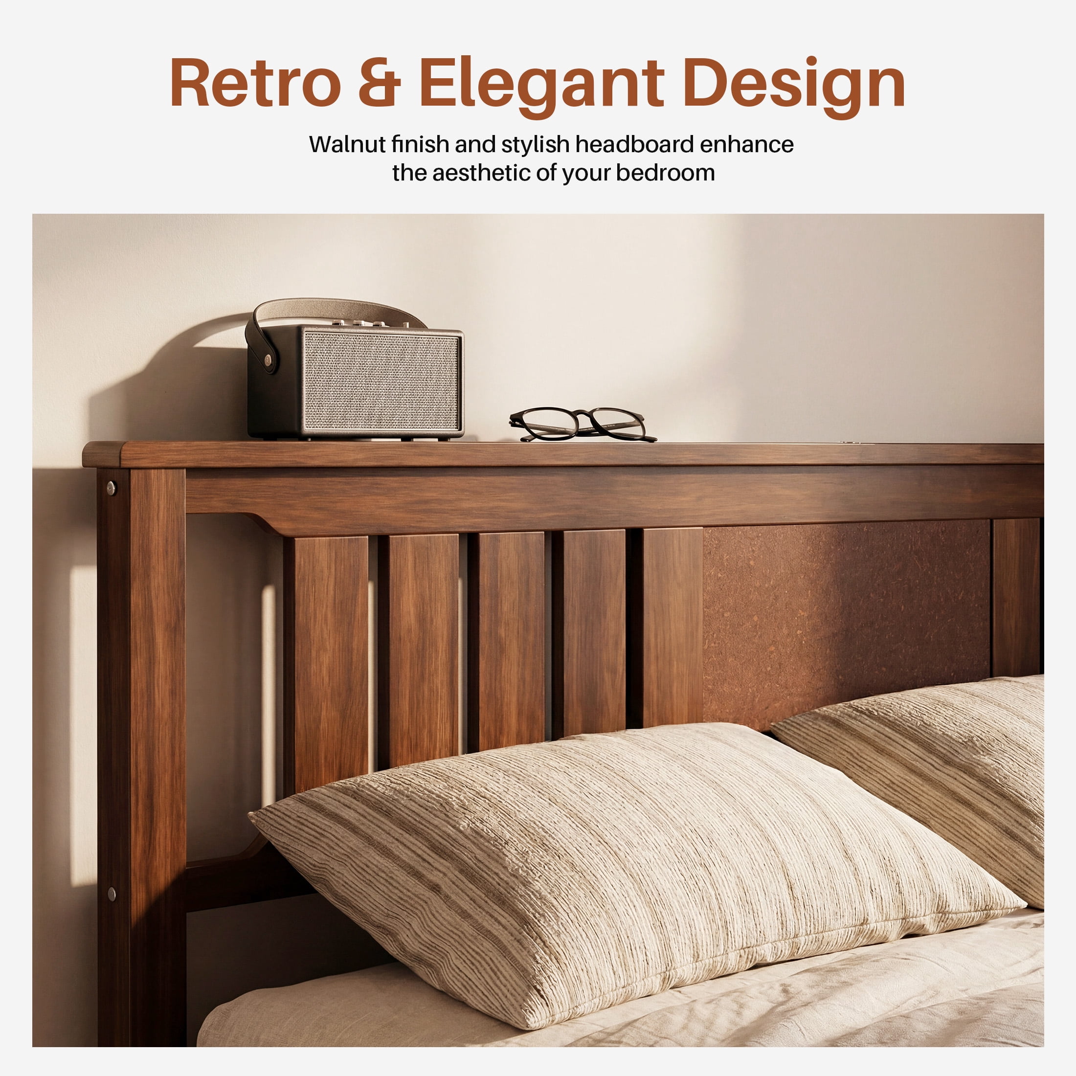 Gianna Bed Frame Platform Style with Solid Wood Slat Support, Durable Foundation for Mattress, Full