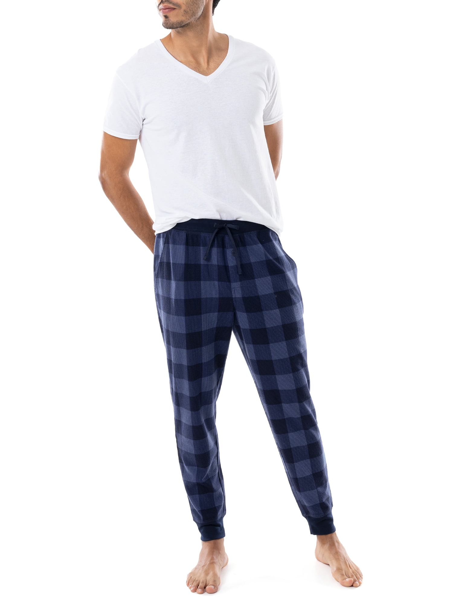 George Jogger Sleep Pants (Men's), Waffle, Blue Checkered