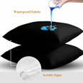 thumbnail image 4 of Black Throw Pillow Covers 16x16 Inch Set of 2, Farmhouse Solid Black Color Modern Art Waterproof Outdoor Pillow Covers, Decorative Cushion Pillowcases for Couch, Sofa, Bed, Garden, Patio, 4 of 9