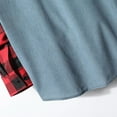 thumbnail image 4 of ZCFZJW Men's Plaid Button Up Blouse Top Patchwork Color Block Long Sleeve Lapel Collared Shirts Lightweight Thin Jacket Shirts with Pockets XXL, 4 of 6
