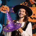 thumbnail image 5 of SUYOLL Halloween Witch Hat For Adults Kids Classic Pointed Party Hat Fashion Accessories For Women Men Halloween Party Cosplay Halloween Decor Purple, 5 of 5